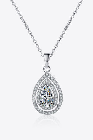 1 Carat Moissanite Teardrop Pendant Necklace Silver One Size b4b689556968414bbe1e05a88ffa1f35-Max Trendsi