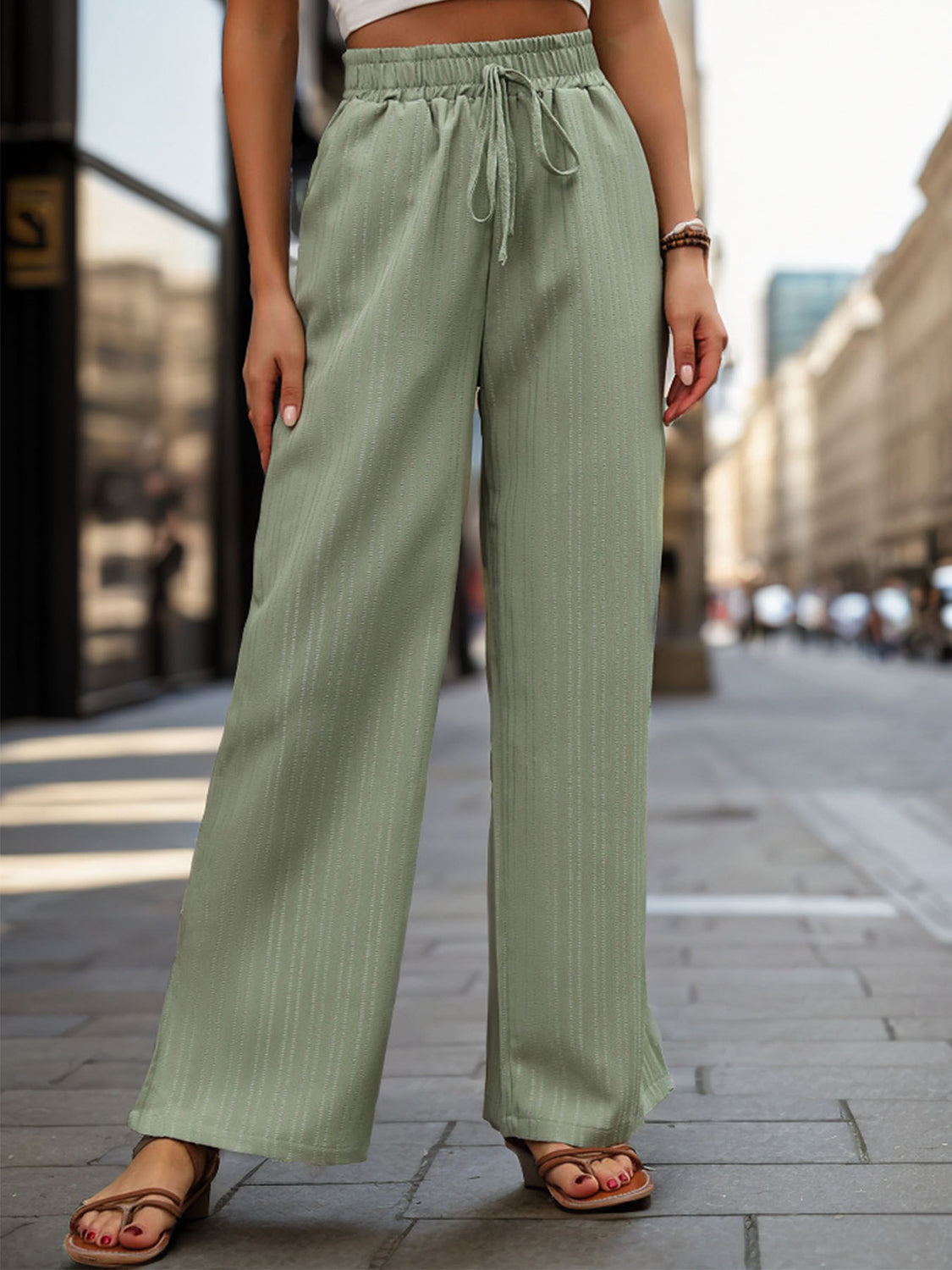 Perfee High Waist Wide Leg Pants Sage b4f0c2d6-7aeb-46e5-a31e-ba517e1781d1-Max Trendsi