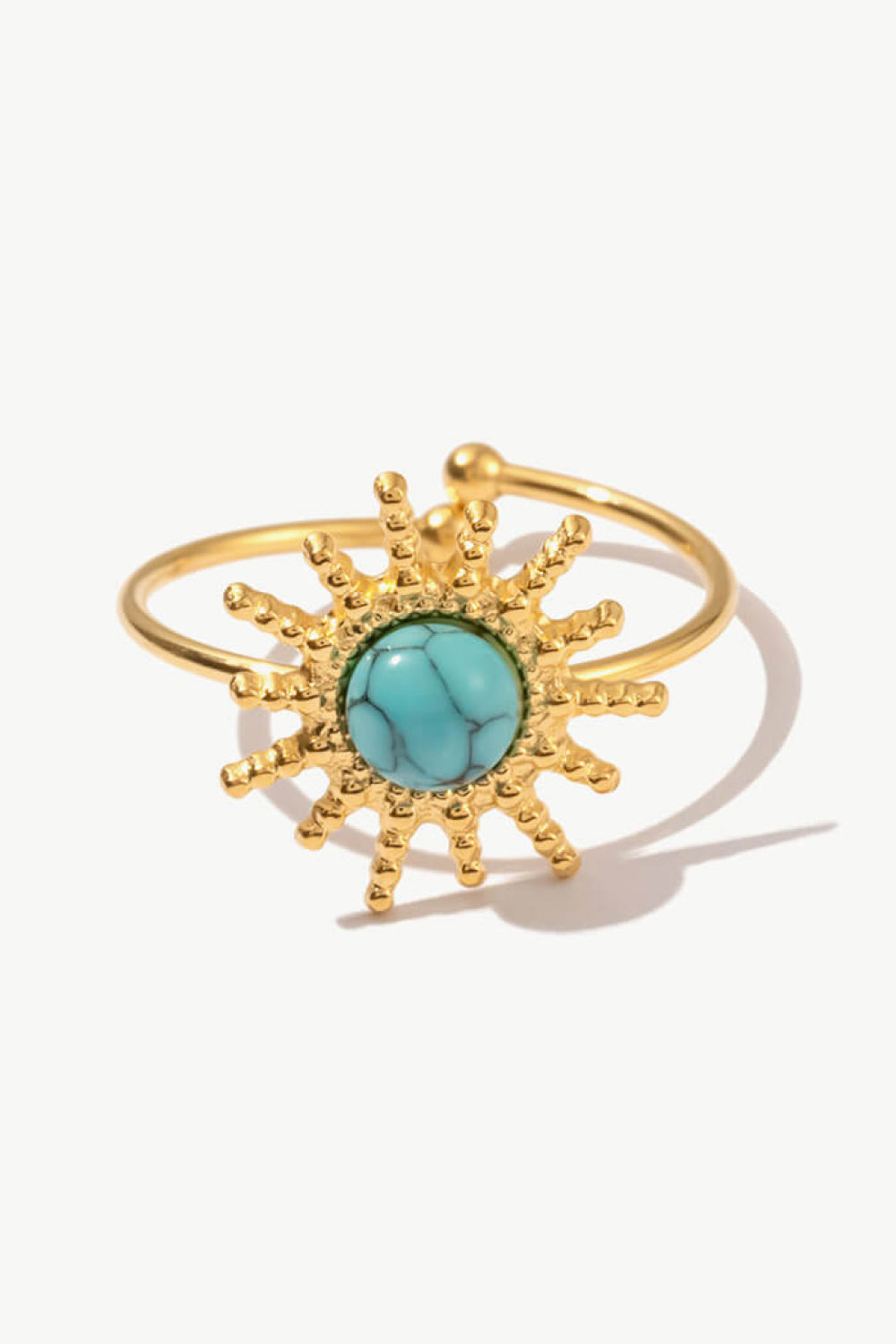 Natural Stone Sun Shape Open Ring Gold Blue One Size b50c1f2a5bb04d5cac5648f6421e6b94-Max Trendsi