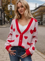 Heart Button Up Dropped Shoulder Long Sleeve Cardigan Blush Pink b50d22d1-f695-401e-be54-e25e323c37fe-Max Glownestbest