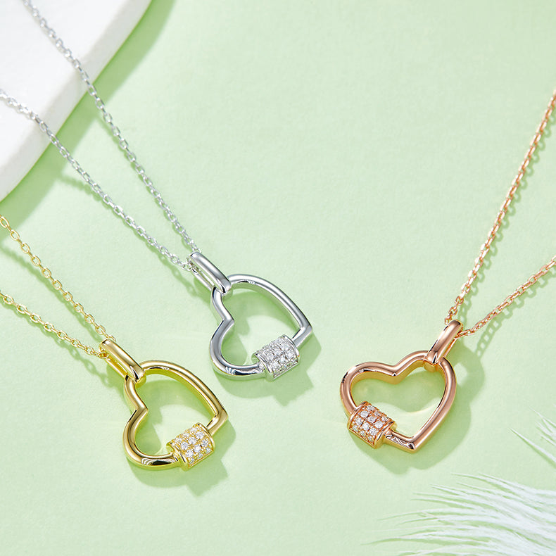 Moissanite 925 Sterling Silver Heart Shape Necklace b5334532a9c14247805158b0cd00b79c-Max Trendsi