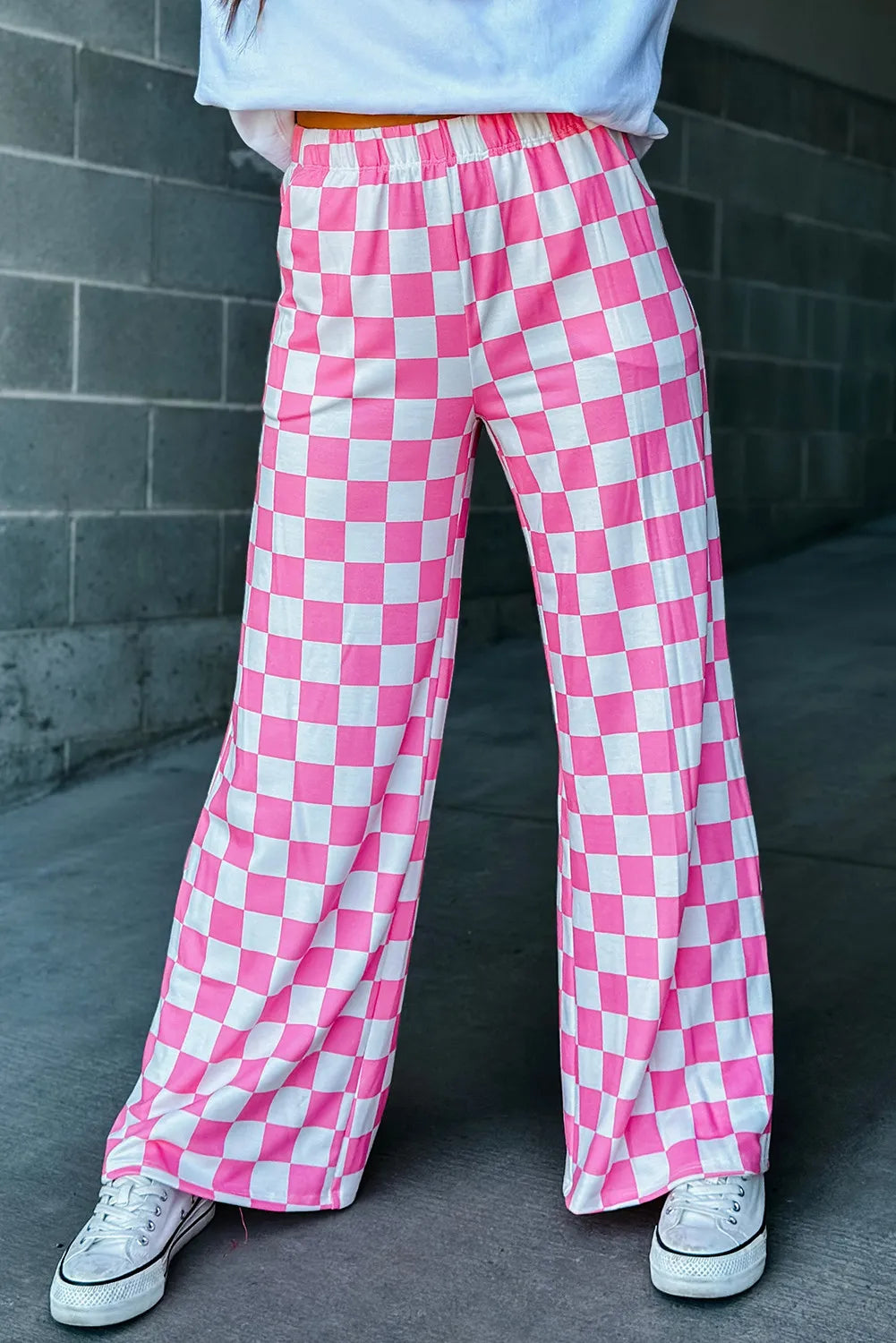 Checkered Wide Leg Pants b53d6f73-1b16-4642-b293-2f1a33cca24b-Max Trendsi