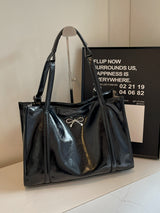 PU Leather Bow Shoulder Bag Black One Size b553450e-d84b-4682-8461-5c19aabf2c48-Max Trendsi