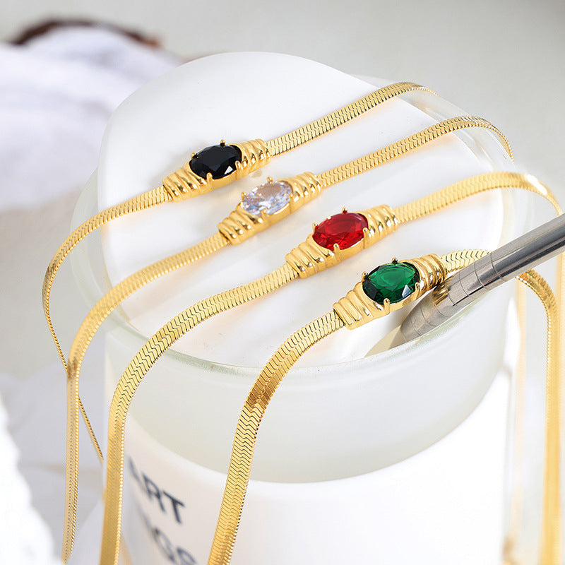 18K gold classic vintage inlaid zircon design bracelet necklace set b599aeb9-fa70-432b-982c-449ba5fc4392 Artshiney
