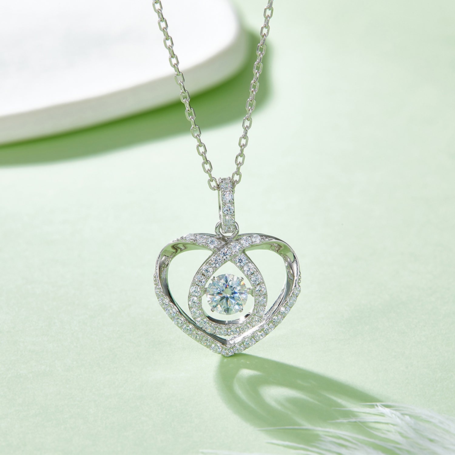 Moissanite 925 Sterling Silver Heart Shape Necklace Silver One Size b5bfce63-b49c-4a37-8d1a-7850622750c3-Max Trendsi
