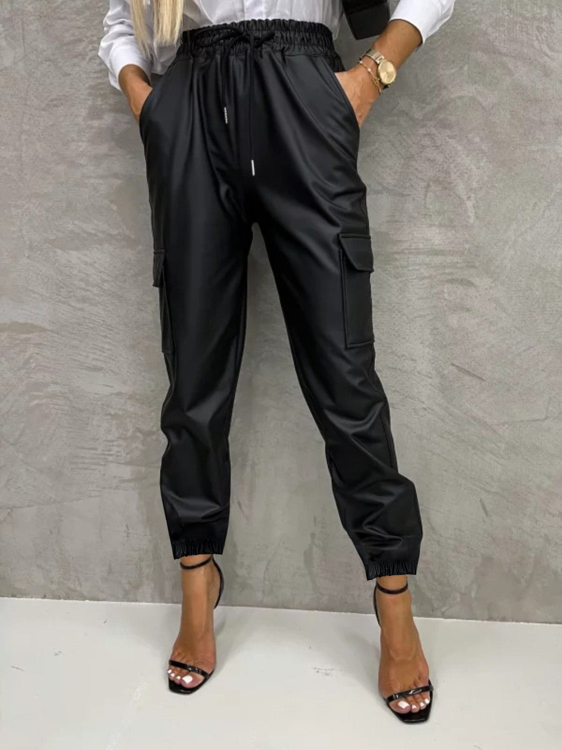 Tied High Waist Pants with Pockets Black b5de6bb5-3bc0-4deb-b090-5f81dd004d43-Max Trendsi