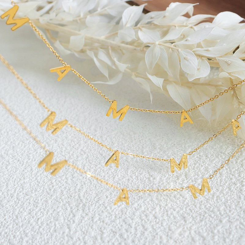 18K gold simple and elegant letter "MAMA" design light luxury style necklace b5ecc82f-f68b-4796-992f-5416b434ab83 Artshiney