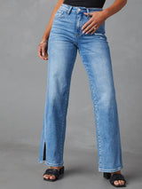 Slit Buttoned Jeans with Pockets Medium b68fa9a7-47e7-4b32-a322-6a500312c8ff-Max Trendsi