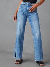 Slit Buttoned Jeans with Pockets Medium b68fa9a7-47e7-4b32-a322-6a500312c8ff-Max Trendsi