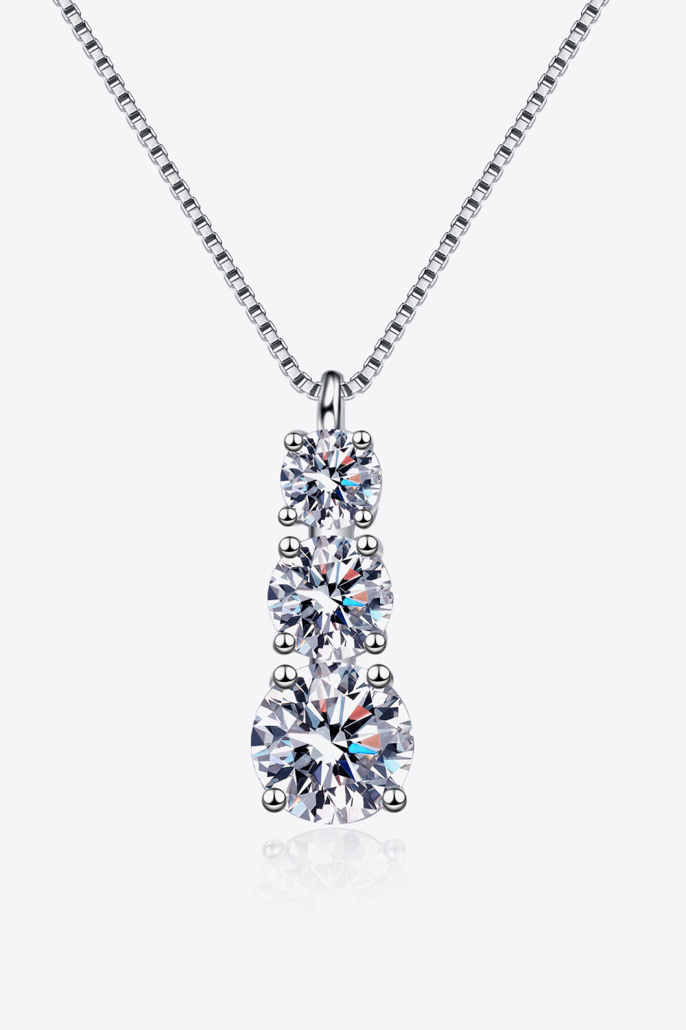 Moissanite Triple-Pendant Necklace Silver One Size b743664d72ba408486d80b9f887b5fc8-Max Trendsi