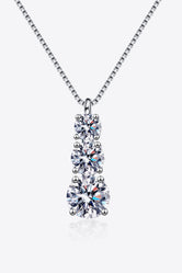 Moissanite Triple-Pendant Necklace Silver One Size b743664d72ba408486d80b9f887b5fc8-Max Trendsi