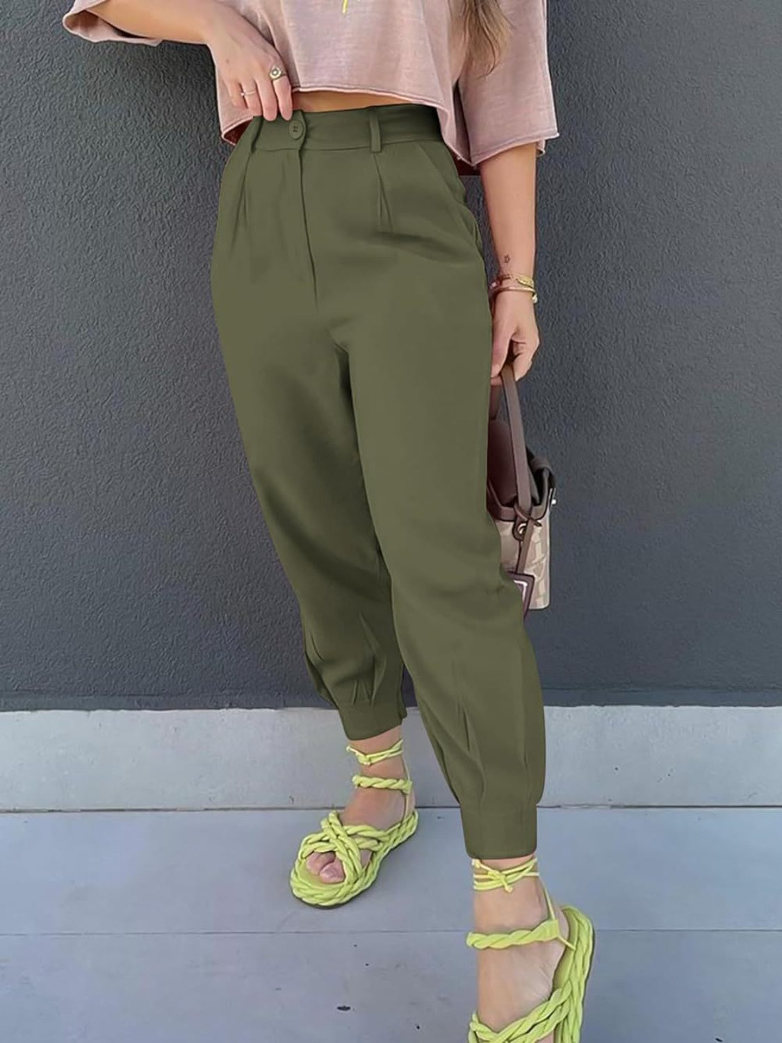 High Waist Cropped Pants b7700266-eb40-4f0c-8d27-d9c7eff4e7e0-Max Trendsi