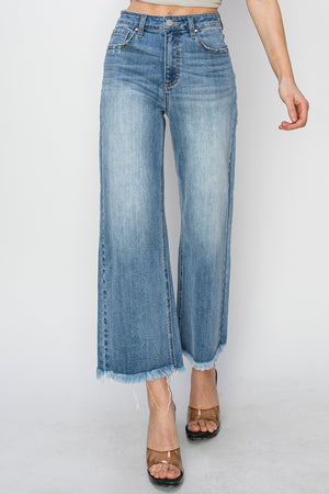 RISEN Raw Hem Cropped Wide Leg Jeans b80ce1cc-614b-4e29-842f-5fdaedfd65ae-Max Trendsi
