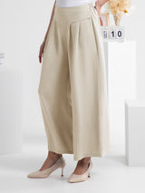 FAM-FAM Wide Leg Elastic Waist Pants Cream b8269d87-027d-477a-ab1e-6c6be0183853-Max Trendsi