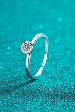 Moissanite Rhodium-Plated Solitaire Ring b85818b580f34f0d99318d1bc82f3c34-Max Trendsi