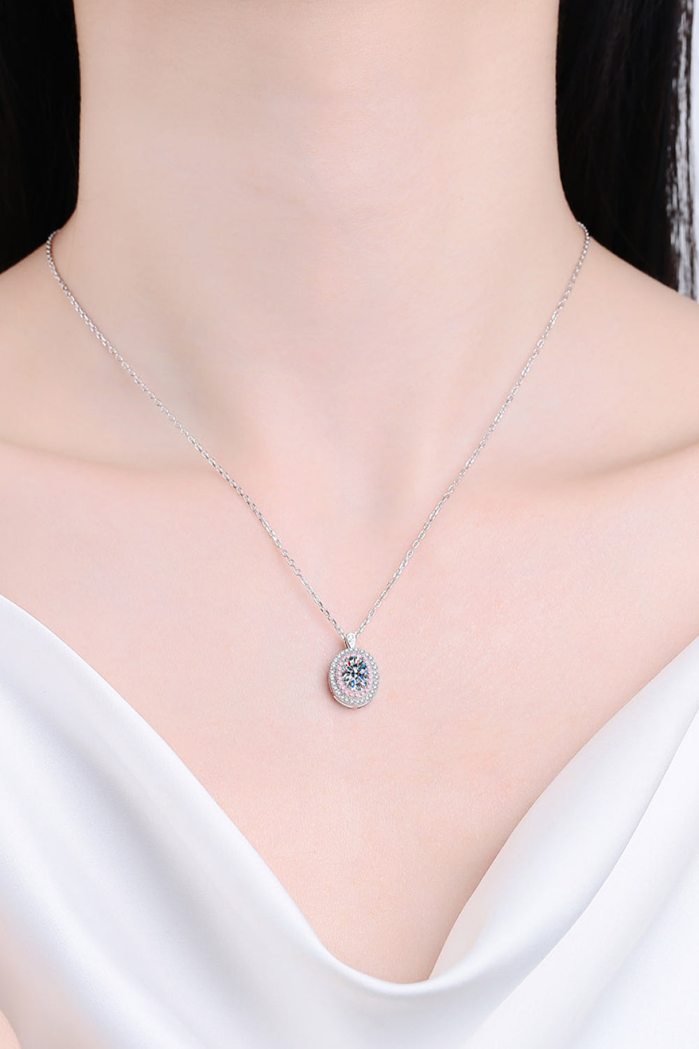 Adored 925 Sterling Silver Rhodium-Plated 1 Carat Moissanite Pendant Necklace b8fb238bf34e4007adaea52022f96960-Max Trendsi