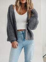 Glownestbest® | Button Up Long Sleeve Cardigan Dark Gray b8fbd1cb-9c0a-49c2-8c0c-fcfe8099de93-Max Glownestbest