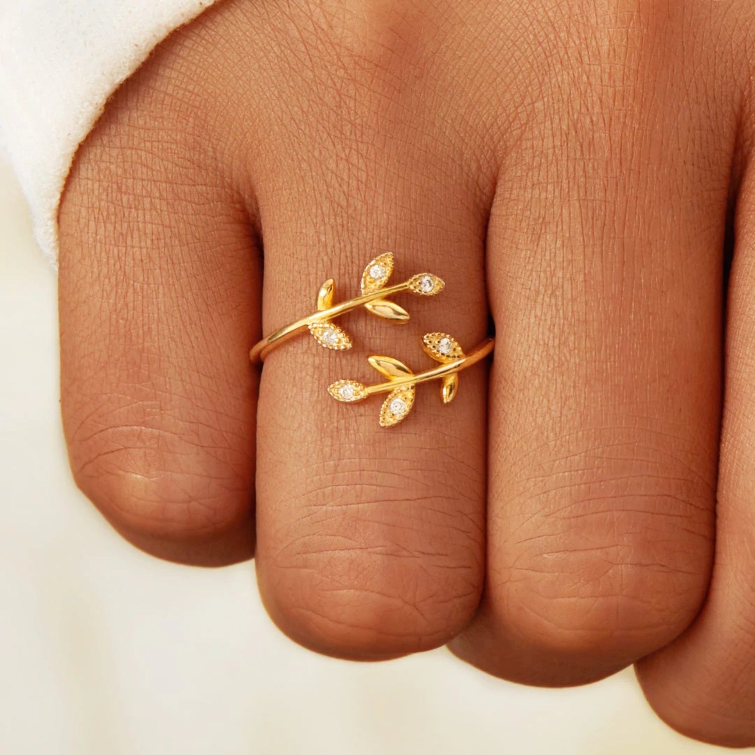 925 Sterling Silver Zircon Leaf Shape Ring b929c631-ec1d-4ac6-94a5-e2bc66b6cc79-Max Trendsi