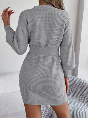 Buttoned Cable-Knit V-Neck Sweater Dress ba69d7a73515473e8674a2750da263a2-Max Glownestbest