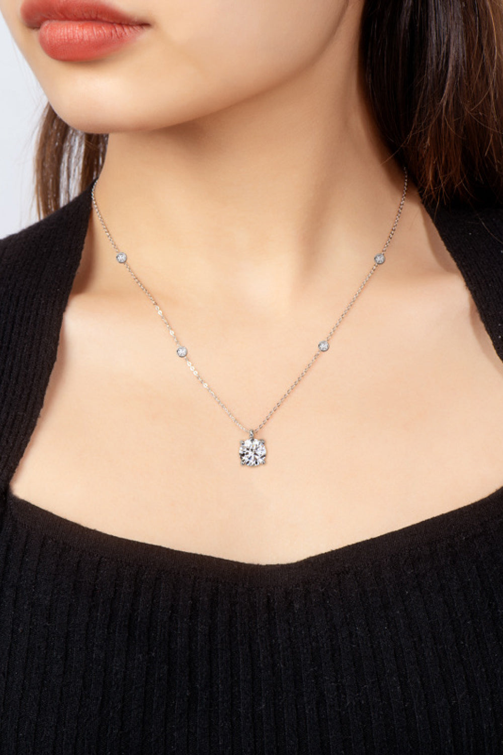 2 Carat Moissanite 4-Prong 925 Sterling Silver Necklace baf45d74447540c98b4d86194ce0aec1-Max Trendsi