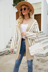 Glownestbest® | Woven Right Two-Tone Open Front Fuzzy Longline Cardigan Khaki bb3669e3dd7941ca82bdc50c9a8d0a24-Max Glownestbest
