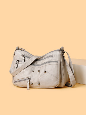 PU Leather Adjustable Strap Shoulder Bag Light Gray One Size bd2d260a-e749-4fe2-a6ce-fb5d33e068df-Max Trendsi