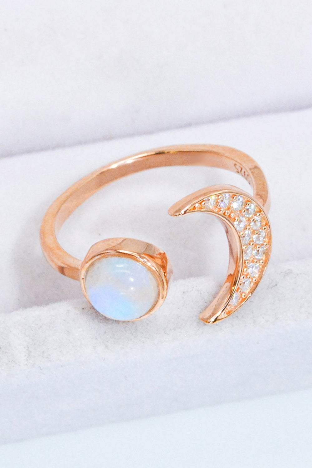 Natural Moonstone and Zircon Sun & Moon Open Ring Rose Gold One Size bd3f0dd84db24bec8ae7df186954b294-Max Glownestbest