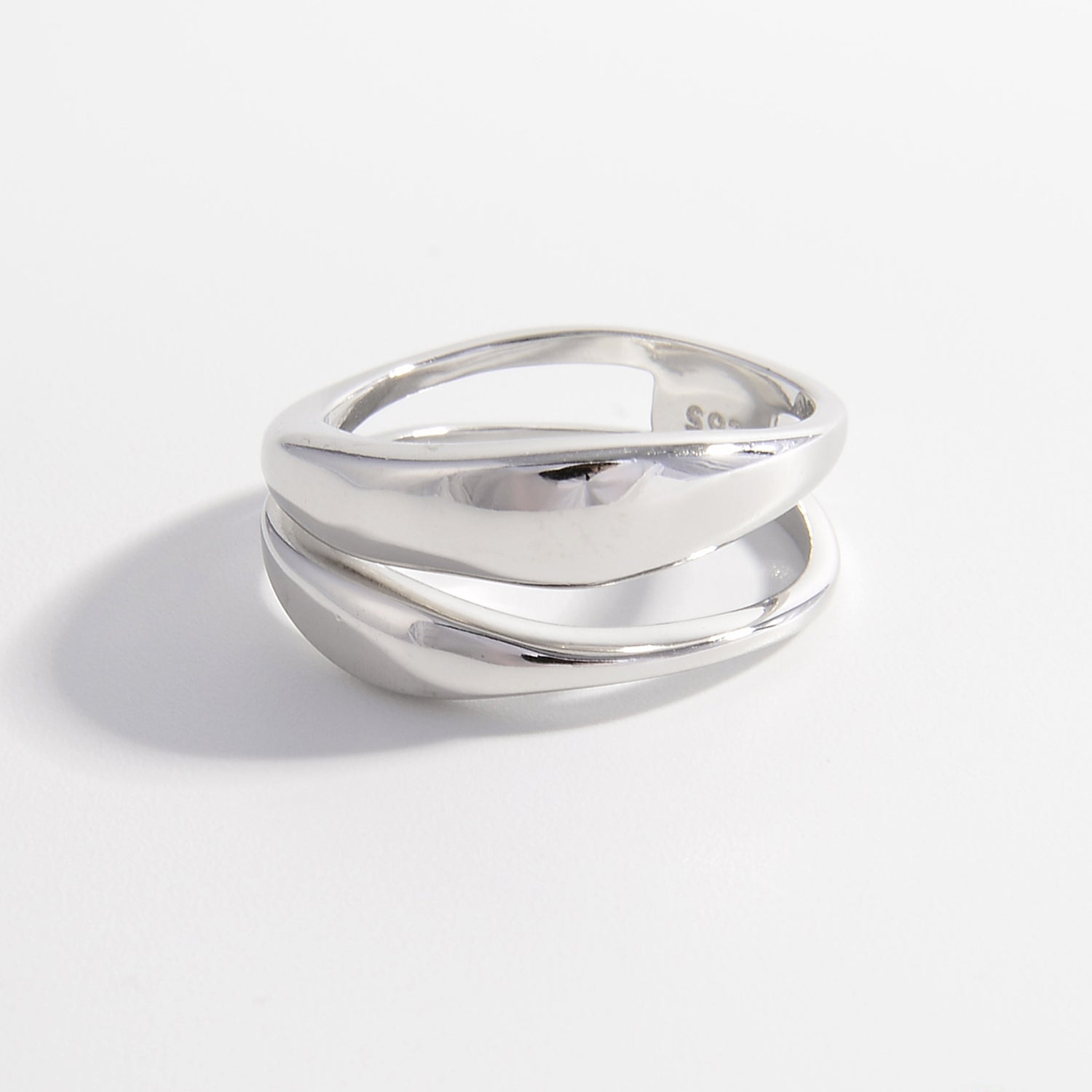 925 Sterling Silver Double-Layered Ring bd78fcfc-c50a-4de4-a517-92598ecc409c-Max Trendsi