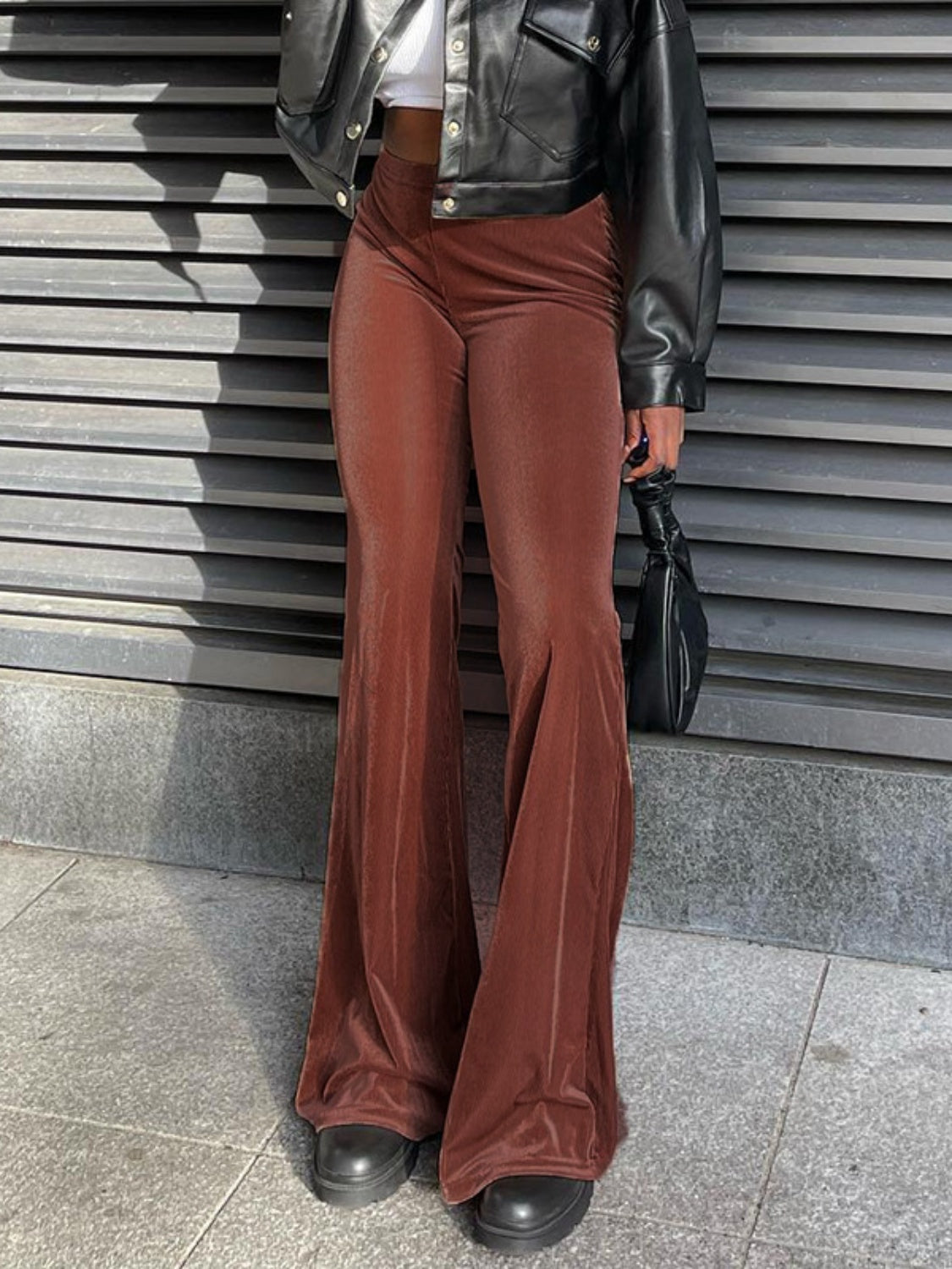 High Waist Flare Pants Brown be09fc4f-02c7-4acc-818a-a9b8c242d996-Max Trendsi