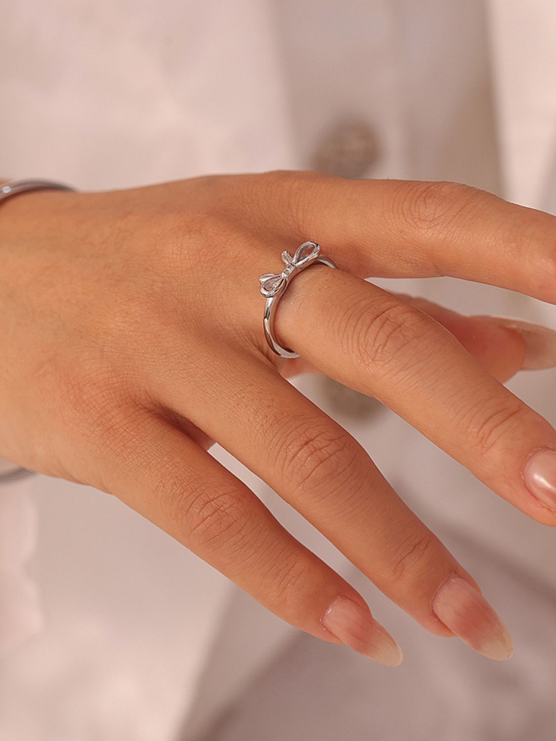 Stainless Steel Bow Ring Silver be41d0e5-83e1-4672-ab31-bb37e7379f86-Max Trendsi