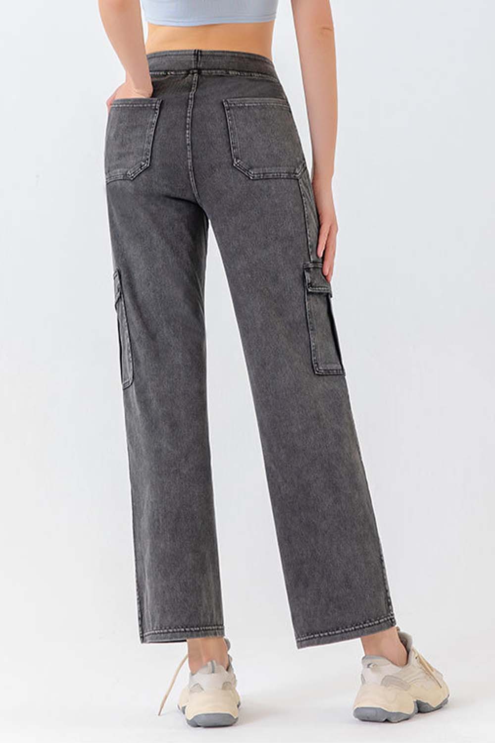 Buttoned Pocketed Long Jeans be490fe877b14fb6b0cec418666afa3d-Max Trendsi