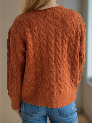 Cable-Knit Round Neck Long Sleeve Cardigan bebdeb00-ac5d-4558-ac66-9aa1cce15aa2-Max Glownestbest
