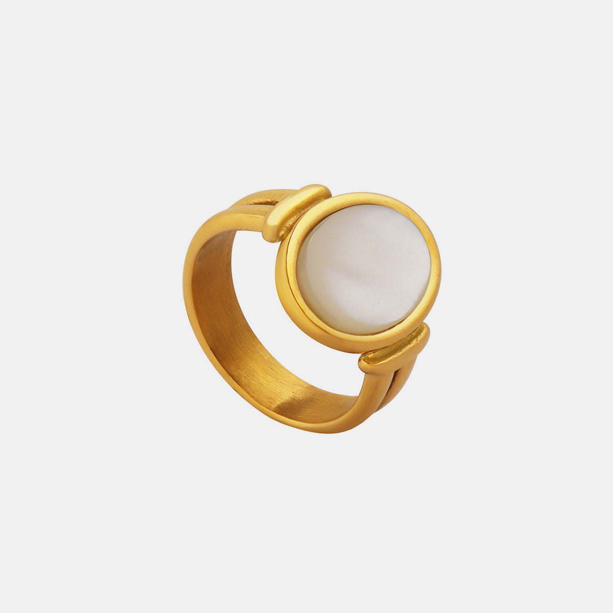 Titanium Steel White Sea Shell Ring bec93e1a-4dd0-4eaf-ab87-53f3f67a2e13-Max Trendsi