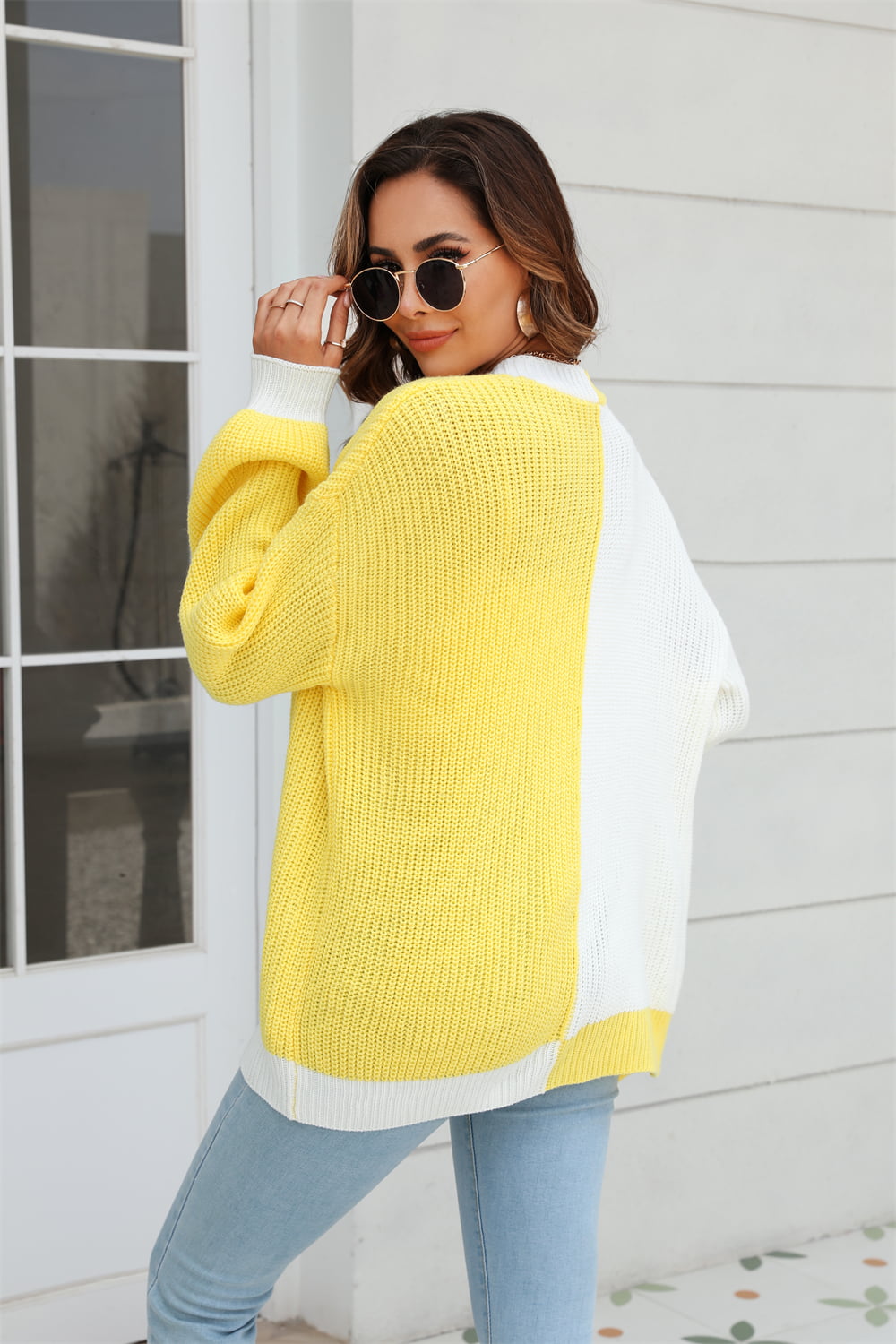 Angel Wings Open Front Contrast Color Balloon Sleeve Cardigan bf0cb897618c485fbdbd385785b338bd-Max Glownestbest