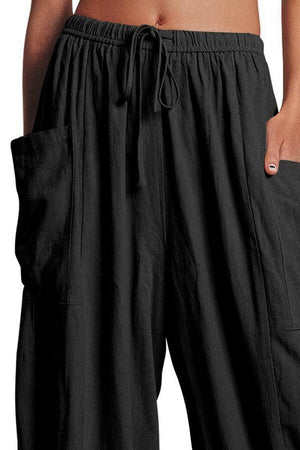 Full Size Pocketed Drawstring Wide Leg Pants bf18c31d-30b1-4dcb-8841-66ace16f56e7-Max Trendsi