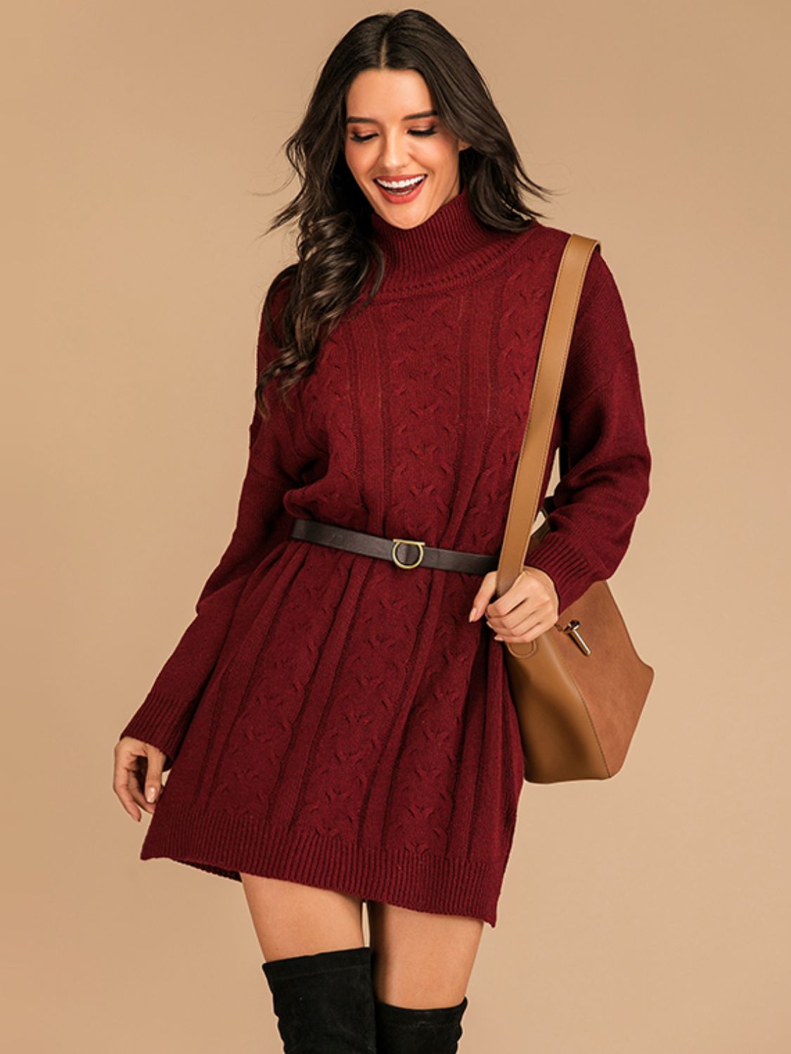 Perfee Slit Turtleneck Long Sleeve Mini Sweater Dress bf2ef3a0-aebb-4295-9fad-b7a0e18d2f33-Max Glownestbest