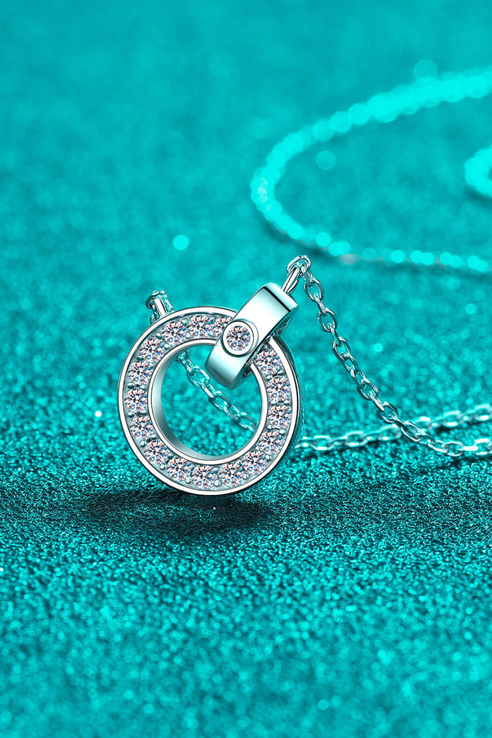 Moissanite Pendant Rhodium-Plated Necklace bf51990428bf40bebcfd1c391fdbc651-Max Trendsi