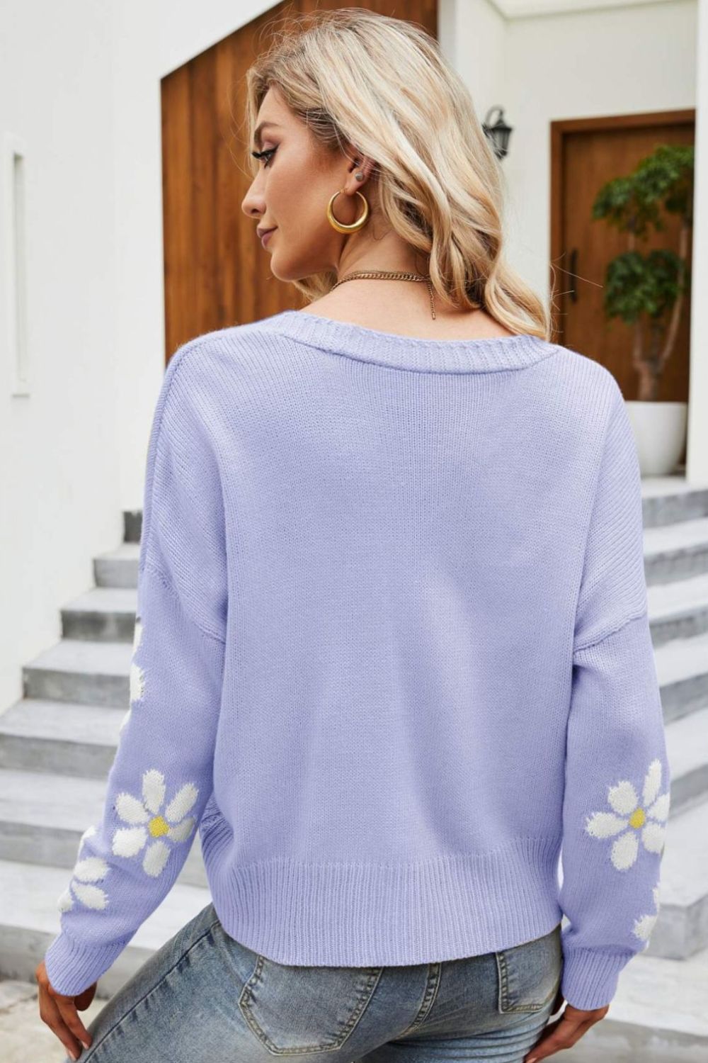 Floral Ribbed Trim Drop Shoulder Cardigan c084ae6a707c4f2e8fc6e87abaaf21ab-Max Glownestbest