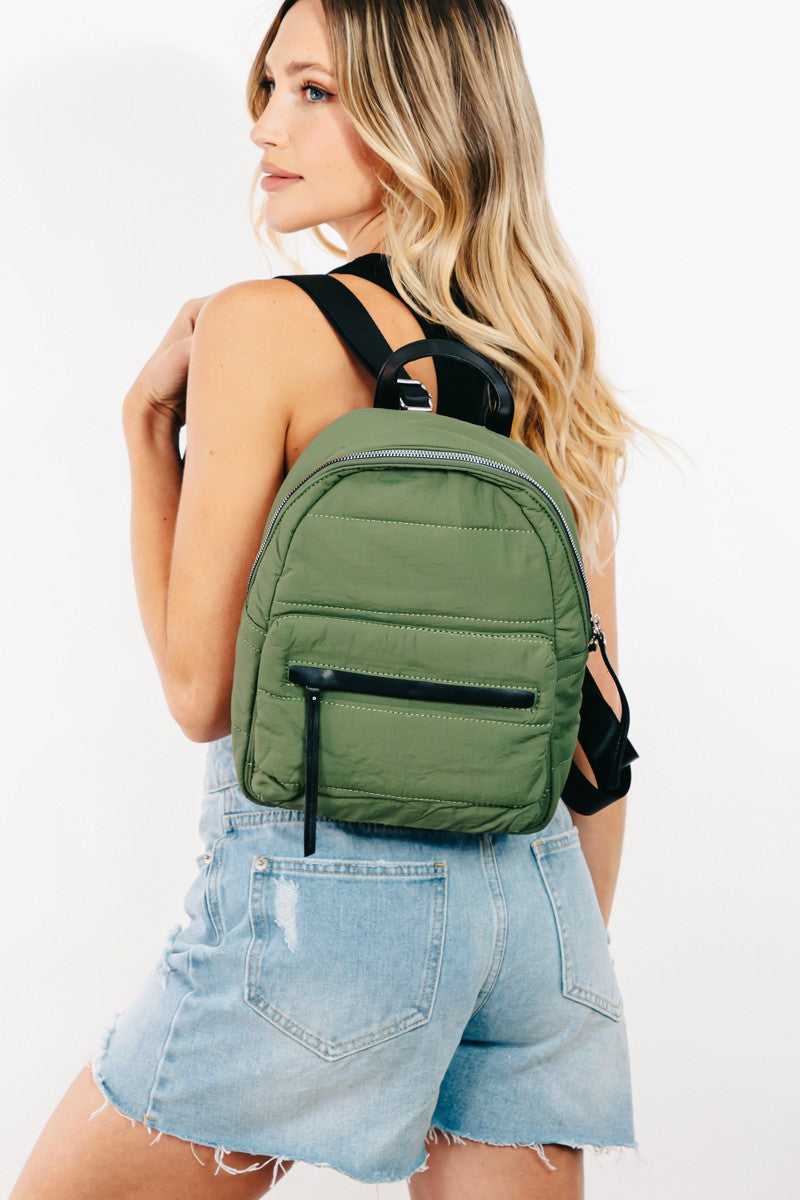 Fame Adjustable Strap Nylon Backpack Bag Olive One Size c09597d2-bc92-442a-8ef5-5d232c2a0c7a-Max Trendsi