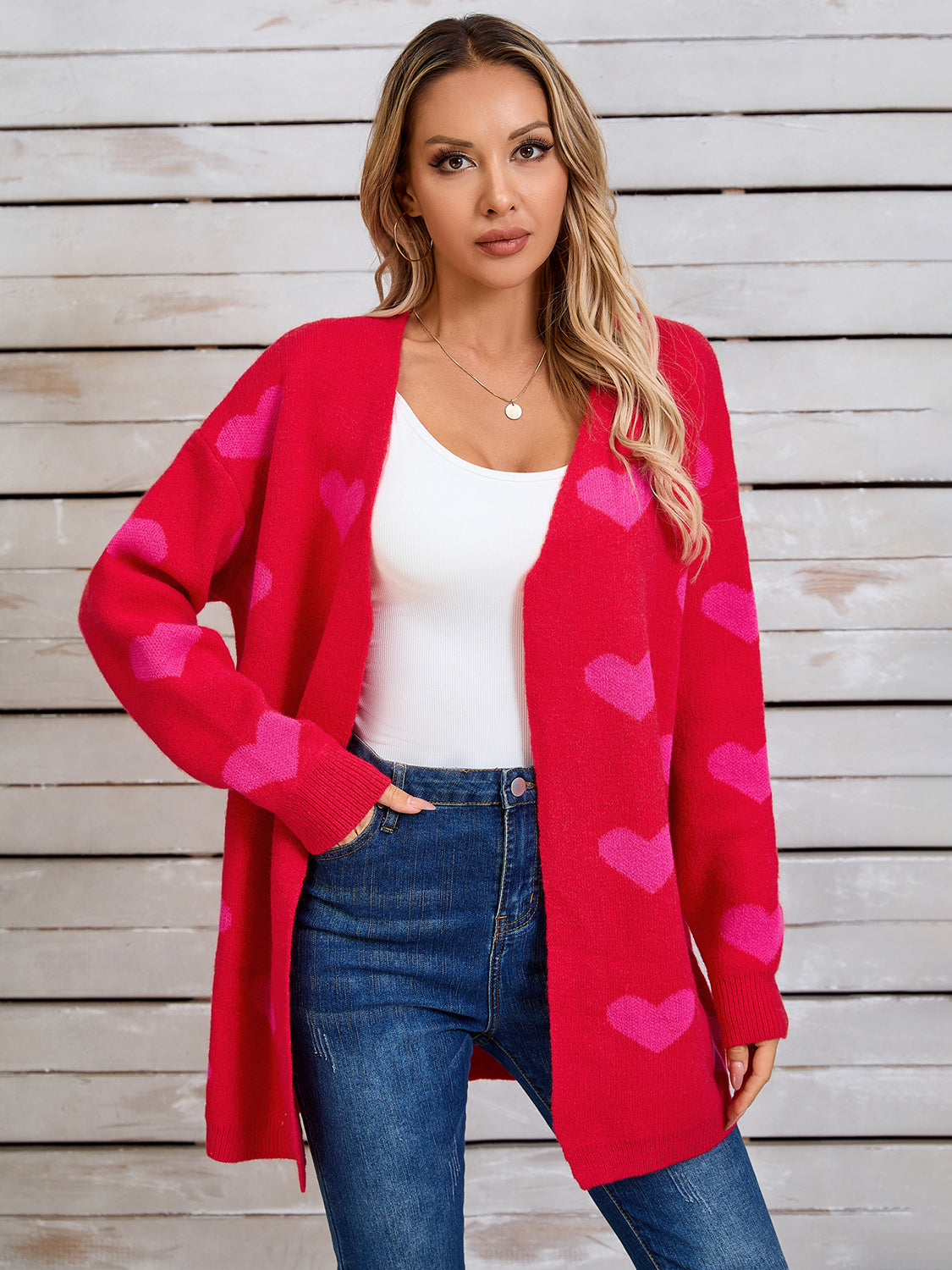 Heart Open Front Long Sleeve Cardigan c0b2dd23-39aa-4cdc-8d33-48ef48e2d300-Max Glownestbest