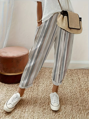 Striped Pants with Pockets Dust Storm c10e5f39-0311-4687-a98e-fcf42b57437d-Max Trendsi