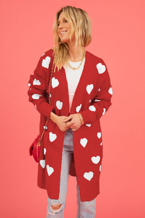 Heart Graphic Open Front Cardigan with Pockets c136007679bf4a8a807de3081b754afd-Max Glownestbest
