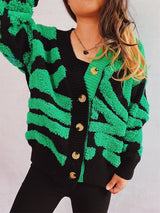 Contrast Button Up Long Sleeve Cardigan Green One Size c16bcc4e-cd6b-4f09-98d6-940b14f19aed-Max Glownestbest