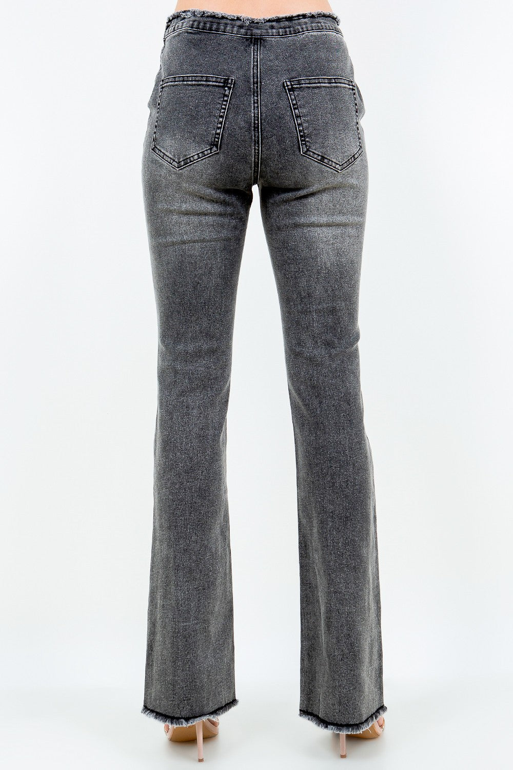 American Bazi V-Cut Ruched Flare Pants c1c606bb-a640-4228-ae7e-80838c09b8d2-Max Trendsi