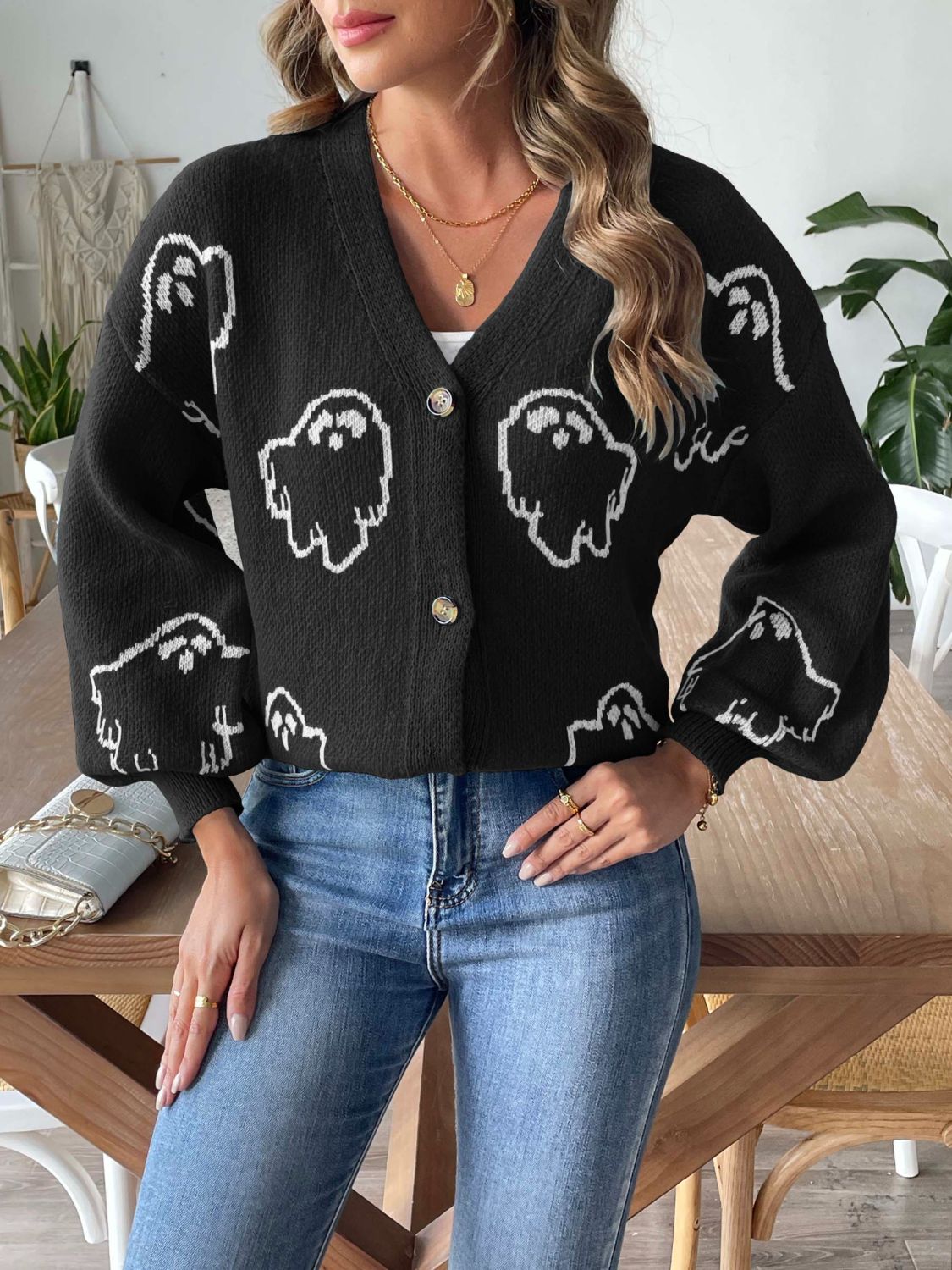 Glownestbest® | V-Neck Dropped Shoulder Cardigan c2579dfb-2229-4d5d-9434-460486330d73-Max Glownestbest