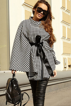 Glownestbest ® | Houndstooth Tie Waist Trench Coat c25bdda595d44744aae920ea59c1221a-Max Glownestbest