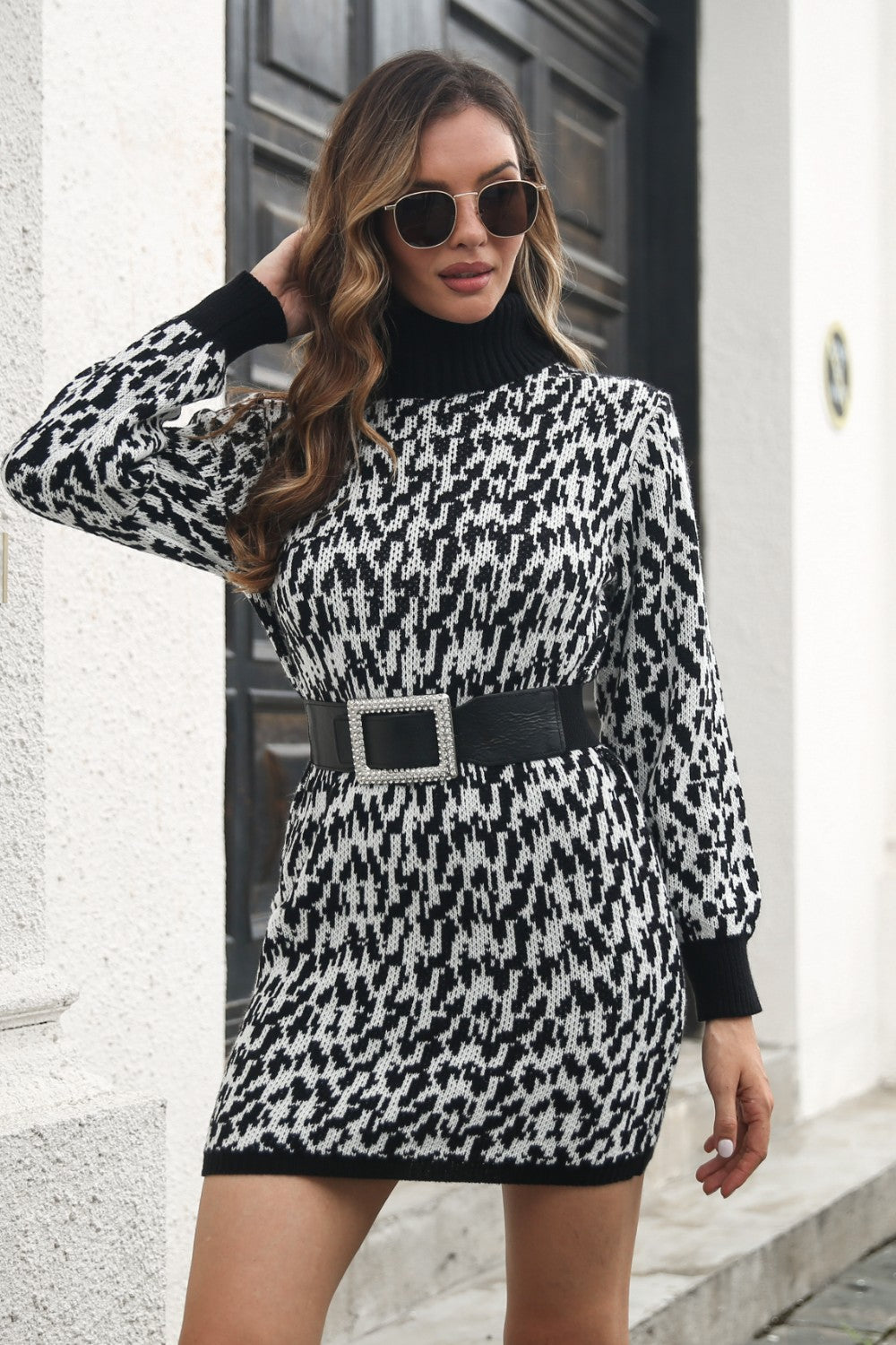 Heathered Turtleneck Mini Sweater Dress Black c2df1c47408a464896ecc8f7ba26681a-Max Glownestbest