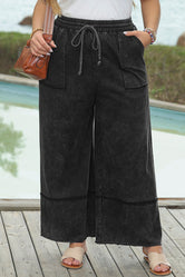 Plus Size Drawstring Wide Leg Pants Black c36535fb-0d1b-43a8-887b-feabaa6fdd18-Max Trendsi