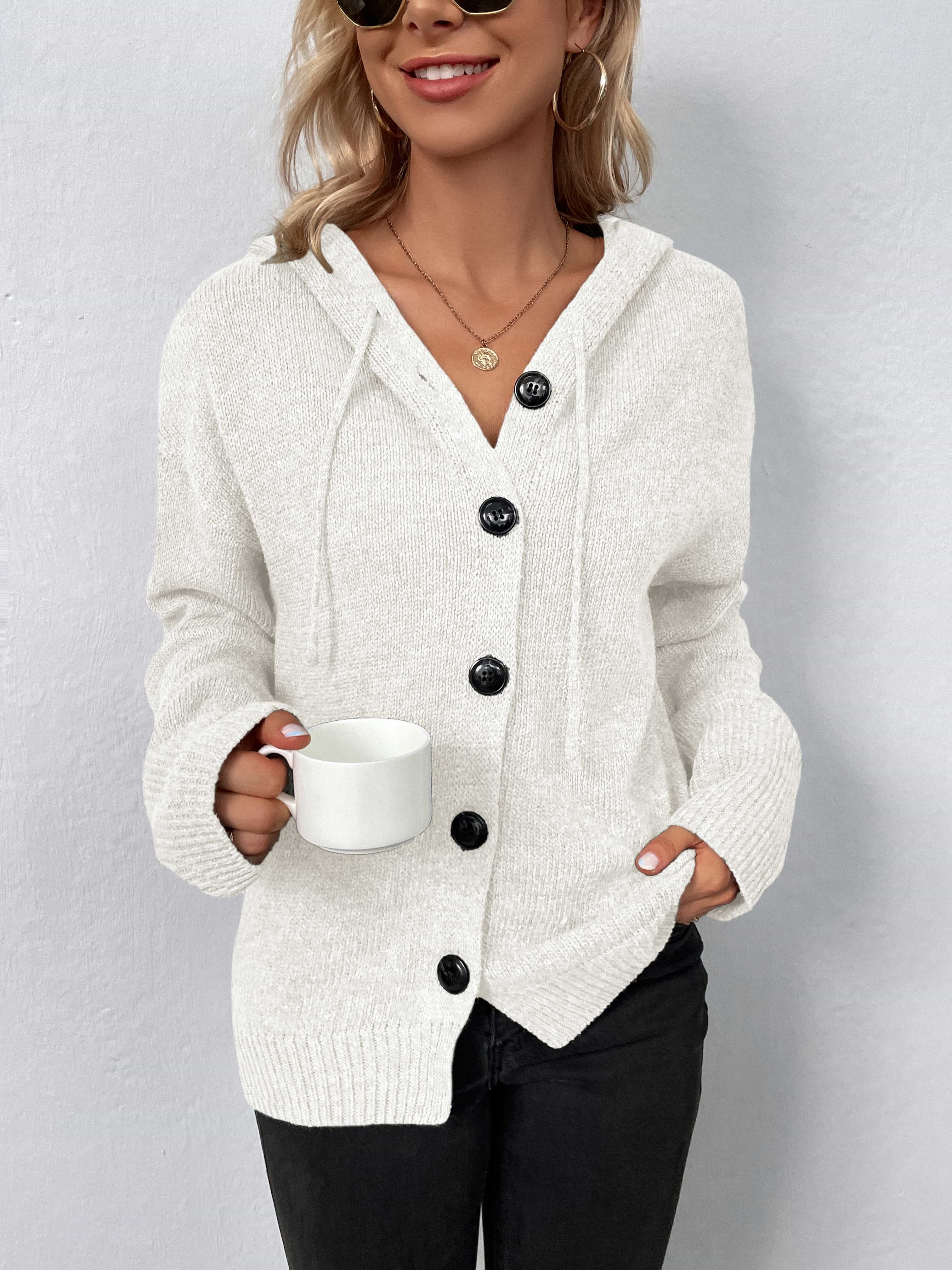 Glownestbest® | Button-Down Long Sleeve Hooded Sweater White c41928ef005c4033a092912d7da4f564-Max Glownestbest