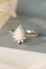 Platinum-Plated Opal Pear Shape Ring Silver c4c5b2d8e58e4565a400488c0a90d73d-Max Trendsi